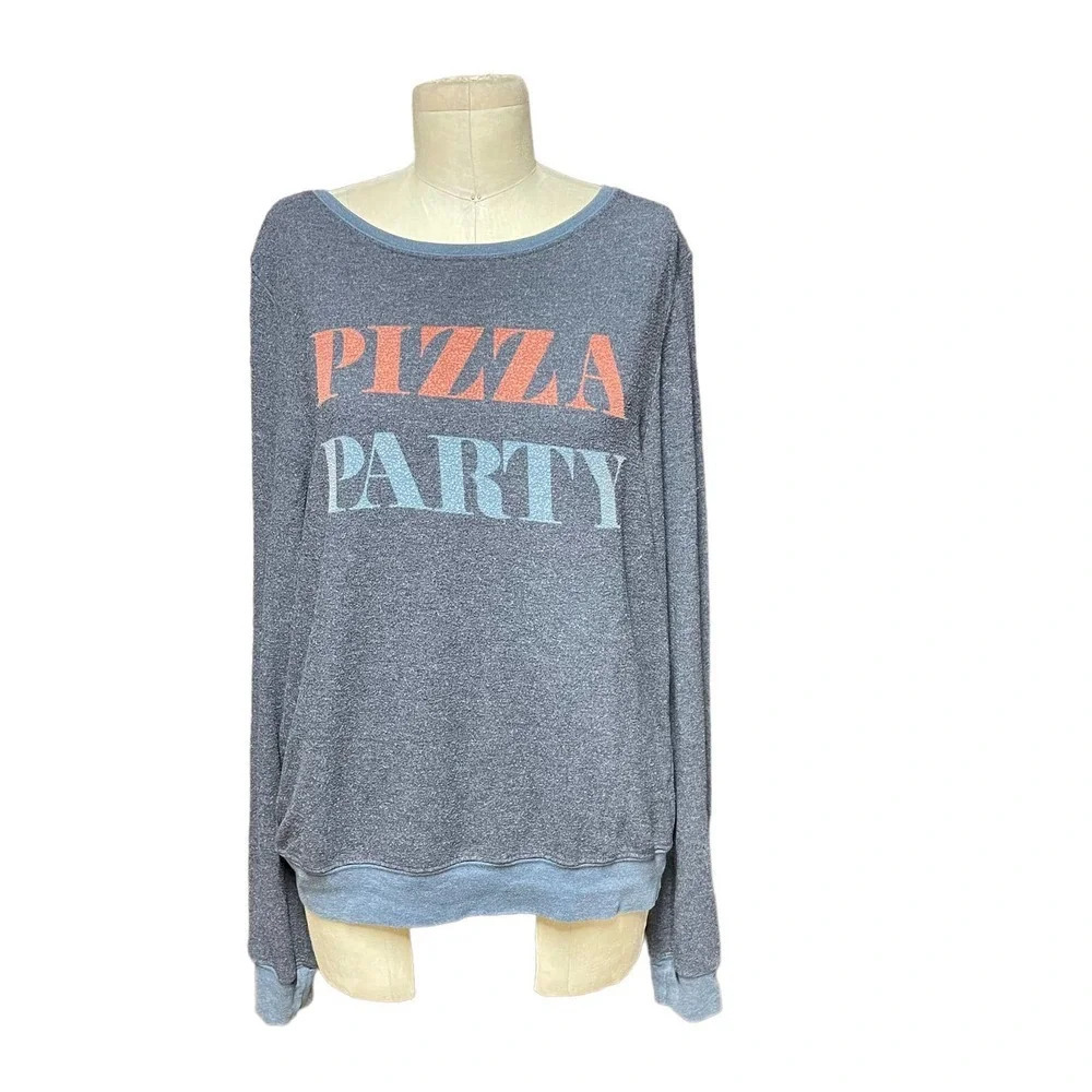 Wildfox Pizza Party Baggy Beach Jumper‎ Sweater Blue Size Small